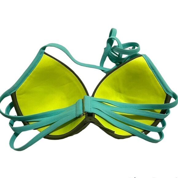 Victoria Secret Teal and Olive green bikini top 36C - Picture 2 of 3